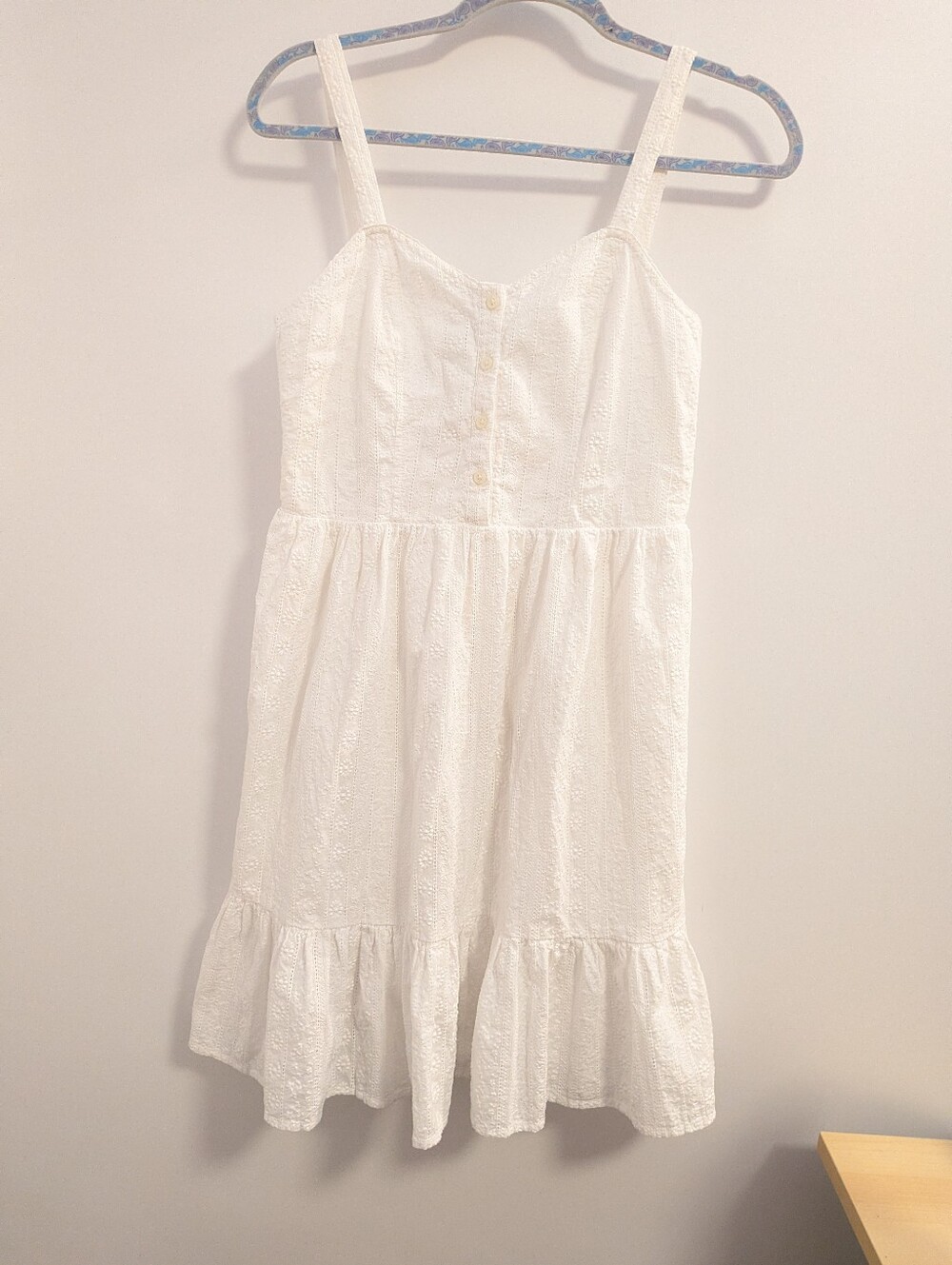 Brandy Melville White Eyelet Sundress with Ruffle Hem